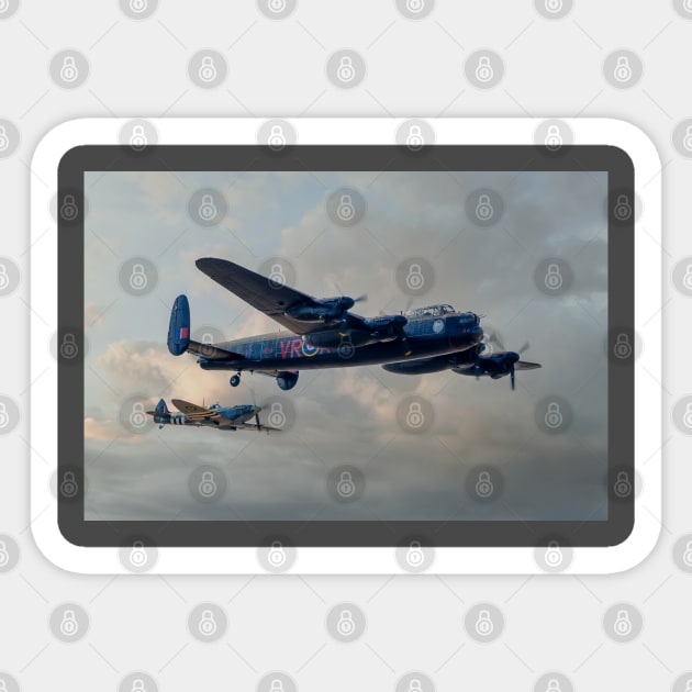 Two Icons - Lancaster and Spitfire Sticker by SteveHClark